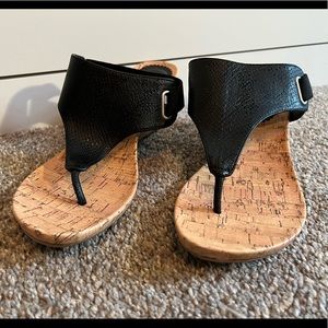 Black wedge sandals